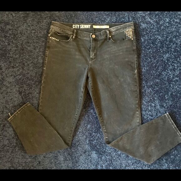 City Skinny Plus Size Women’s black Leg Zip Skinny Jeans.Size 14 - Picture 3 of 11